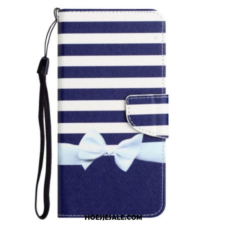 Leren Hoesje voor Xiaomi 12T / 12T Pro Met Ketting Marine Band