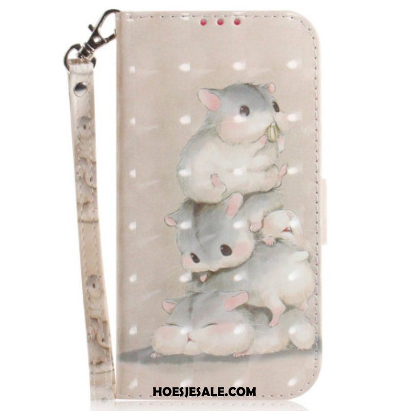 Leren Hoesje voor Xiaomi 13 Met Ketting String Eekhoorns