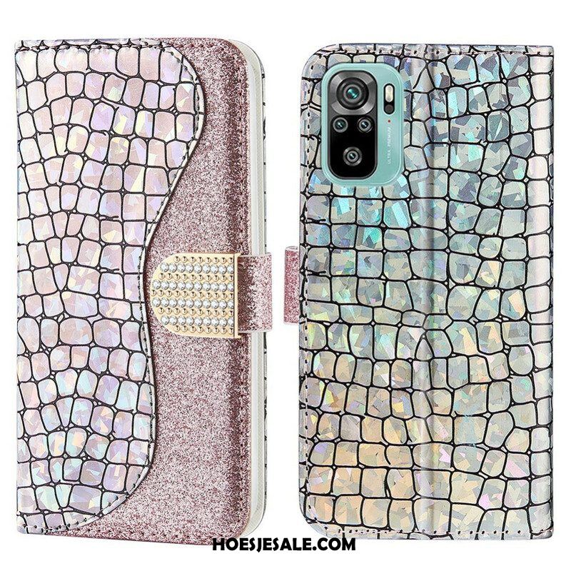 Leren Hoesje voor Xiaomi Redmi Note 10 / 10S Krokodil Diamanten