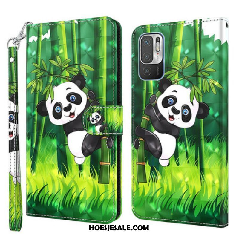 Leren Hoesje voor Xiaomi Redmi Note 10 5G Panda En Bamboe
