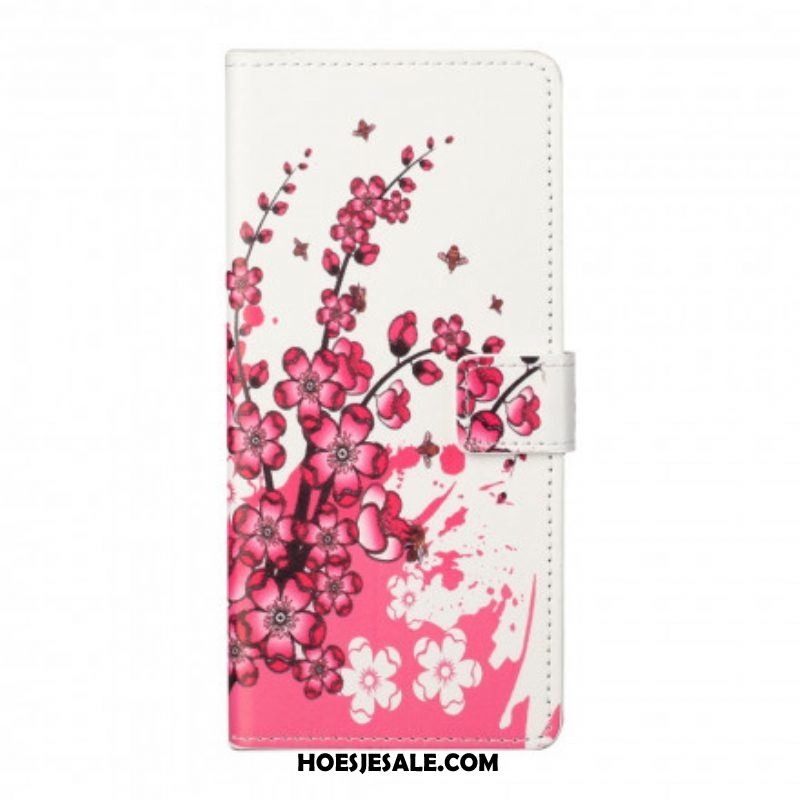 Leren Hoesje voor Xiaomi Redmi Note 10 Pro Tropische Bloemen
