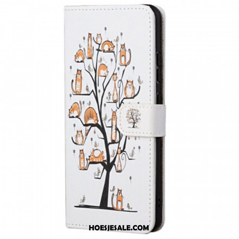 Leren Hoesje voor Xiaomi Redmi Note 11 Pro / 11 Pro 5G Met Ketting Funky Cats Met Riem