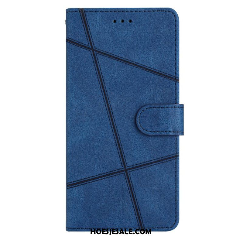 Leren Hoesje voor Xiaomi Redmi Note 12 4G Met Ketting Bandjes Geometrisch