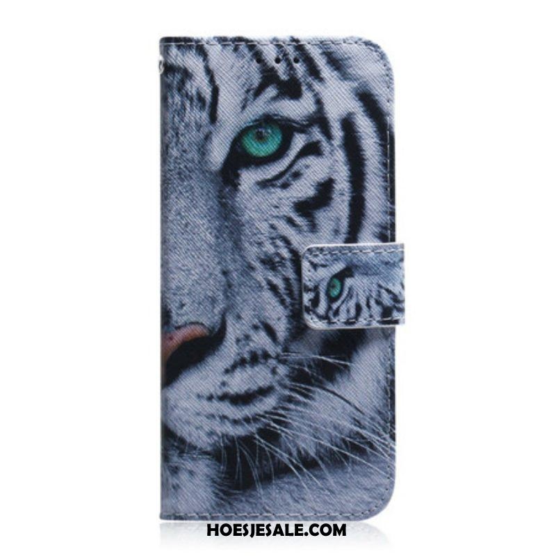 Leren Hoesje voor iPhone 13 Mini Tijger Gezicht