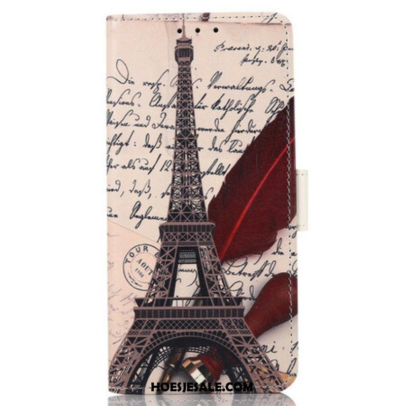 Leren Hoesje voor iPhone 13 Pro Max Dichters Eiffeltoren