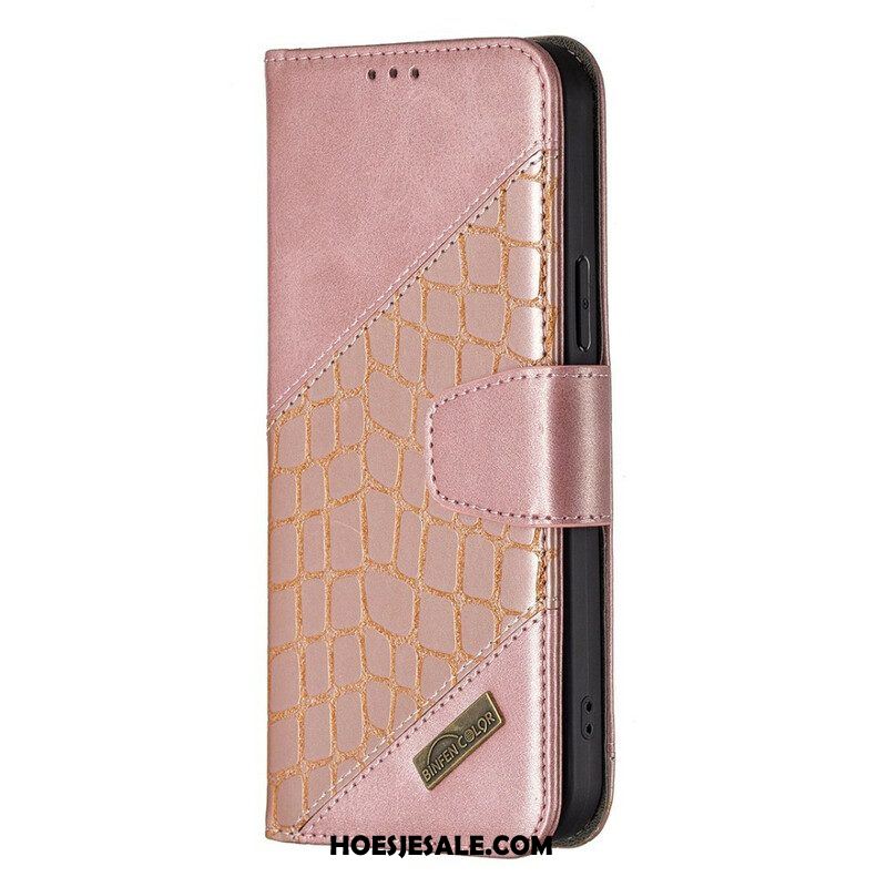 Leren Hoesje voor iPhone 13 Pro Max Klassiek Krokodillenleer-effect