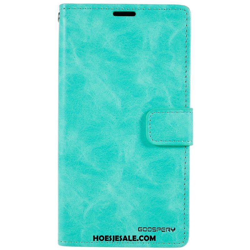 Leren Hoesje voor iPhone 14 Blauwe Maan Mercurius Goospery