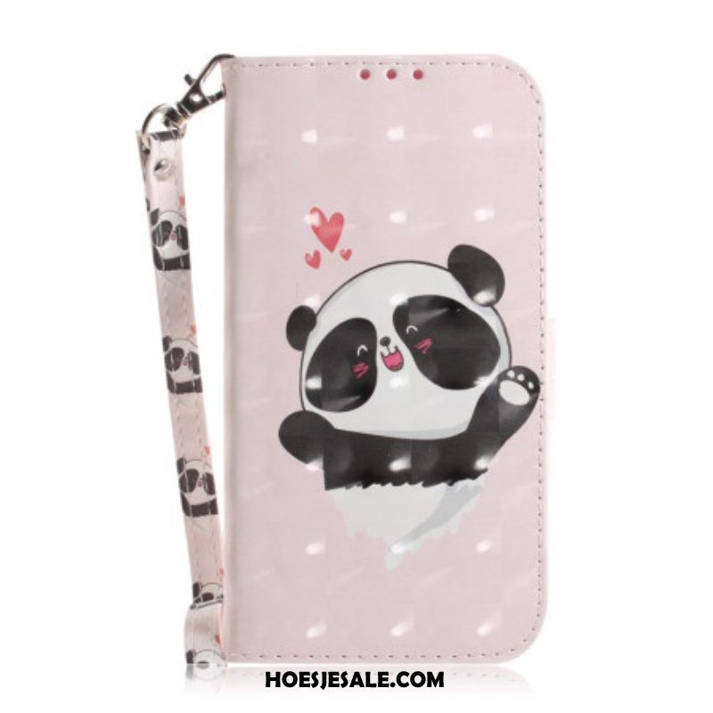 Leren Hoesje voor iPhone 14 Plus Met Ketting Strakke Panda