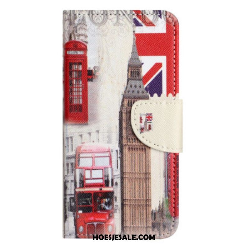 Leren Hoesje voor iPhone 14 Pro Reis Naar Londen