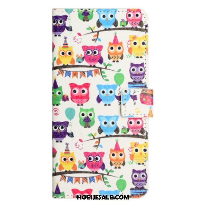 Leren Hoesje voor iPhone 14 Uil Stam