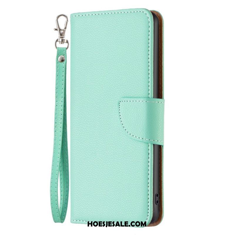 Leren Hoesje voor iPhone 15 Met Ketting Litchistrook | hoesjesale.com Leren Hoesje voor iPhone 15 Met Ketting Litchistrook