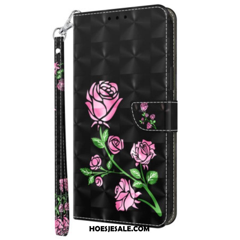 Leren Hoesje voor iPhone 15 Pro Met Ketting Bandrozen