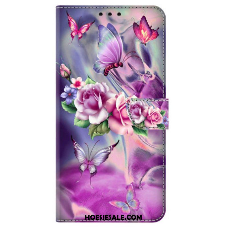 Leren Hoesje voor iPhone 15 Pro Mooie Bloemen