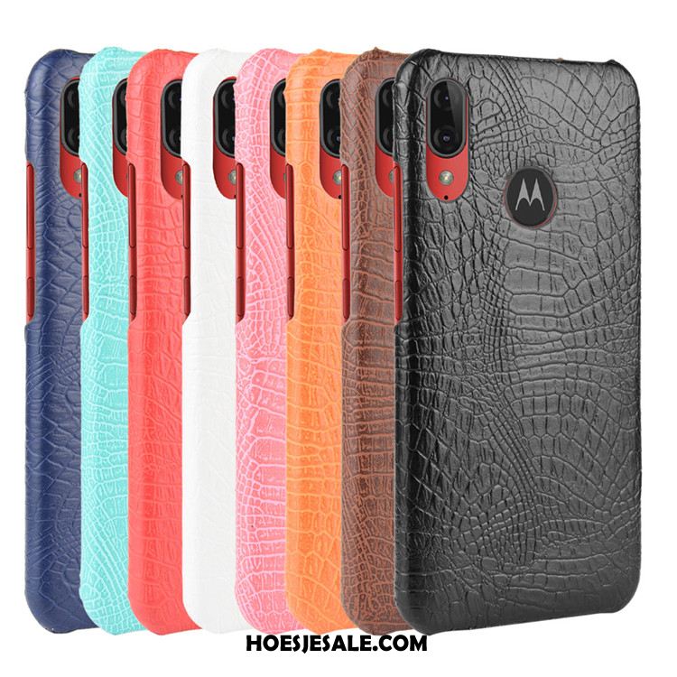 Moto E6 Plus Hoesje Leer Hoes Hard Mobiele Telefoon Krokodil Kopen