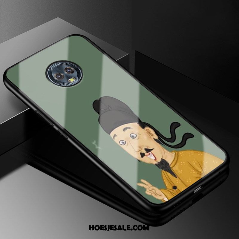 Moto G6 Hoesje Groen Glas Chinese Stijl Trendy Merk Vintage Sale