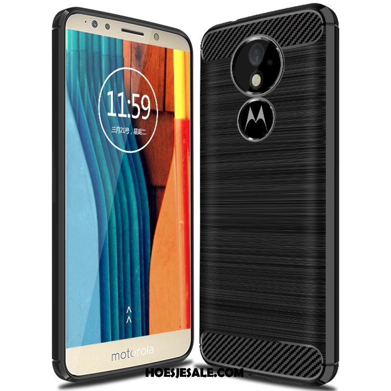 Moto G6 Play Hoesje Fiber Zwart Mobiele Telefoon Anti-fall Zacht Korting