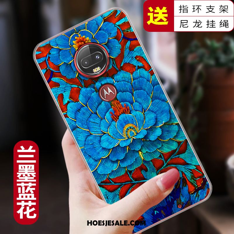 Moto G7 Hoesje Bescherming Trendy Merk Blauw Anti-fall All Inclusive Online