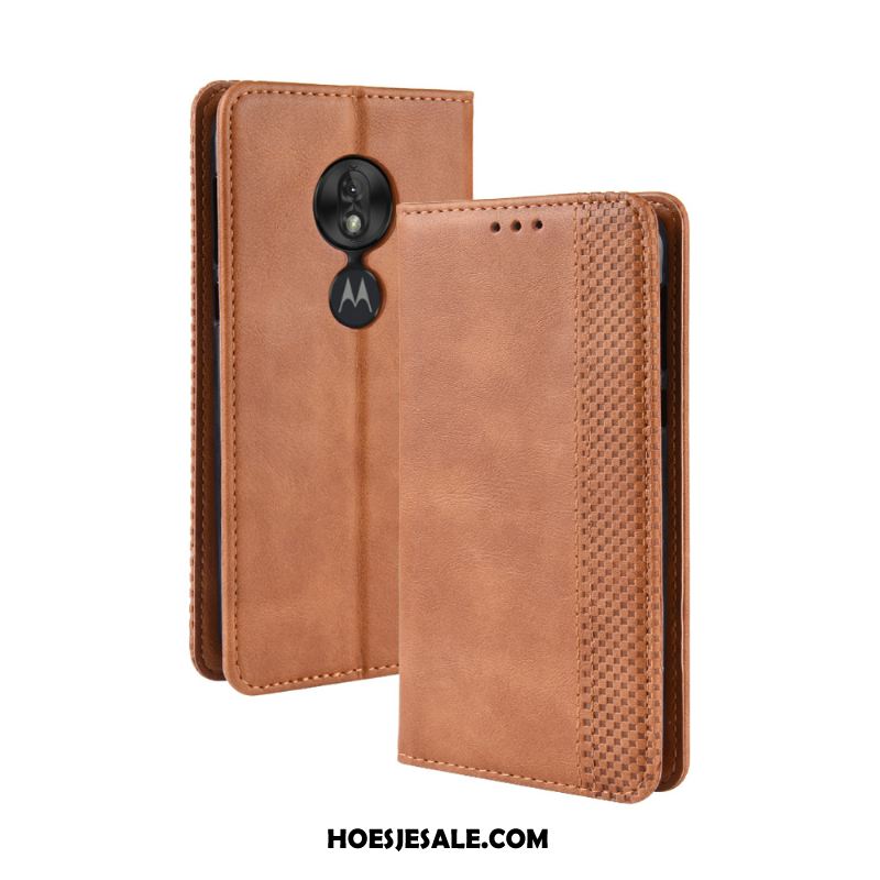 Moto G7 Play Hoesje Leren Etui Anti-fall Bescherming Folio Trend Sale