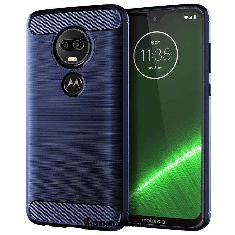 Moto G7 Plus Hoesje Anti-fall Patroon Blauw Zacht Bescherming Goedkoop