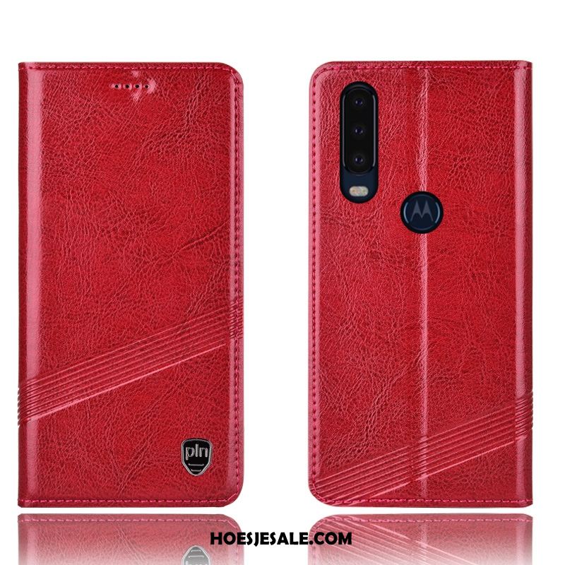 Motorola One Action Hoesje Hoes Folio Bescherming Anti-fall Echt Leer Online