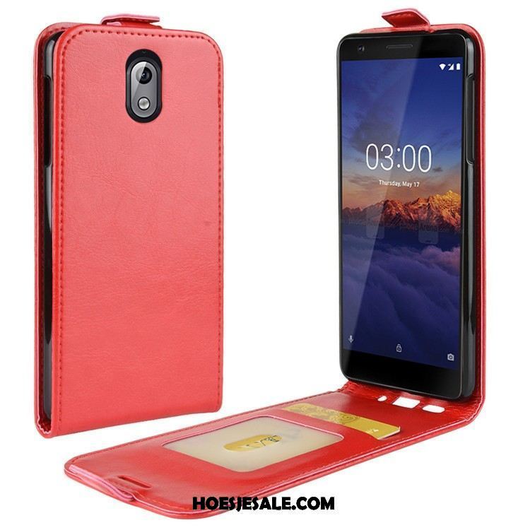 Nokia 3.1 Hoesje Folio Bescherming Leren Etui Rood Hoes Aanbiedingen