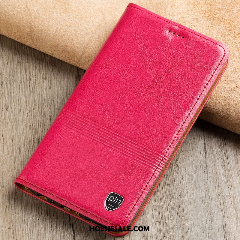 Nokia 4.2 Hoesje Folio Rood Bescherming Anti-fall Echt Leer Sale