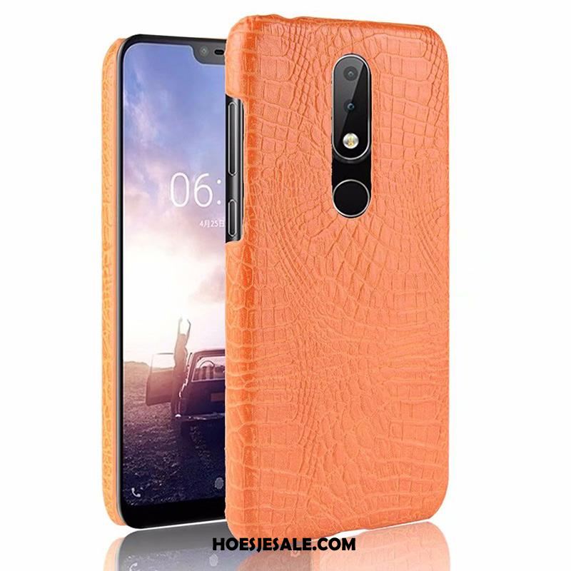 Nokia 5.1 Plus Hoesje Bescherming Leren Etui Mobiele Telefoon Leer Krokodillenleer