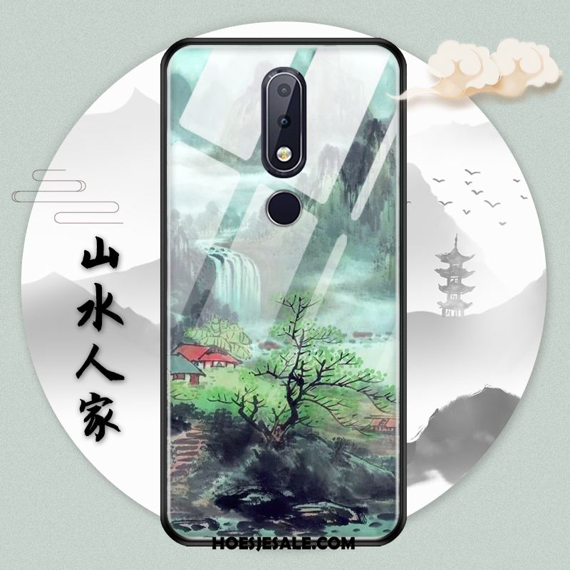 Nokia 7.1 Hoesje Landschap Hoes Bescherming Chinese Stijl Glas