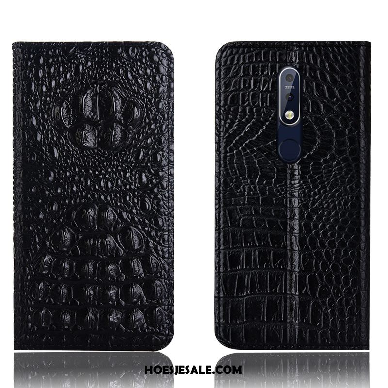 Nokia 7.1 Hoesje Leren Etui Hoes All Inclusive Folio Krokodil Korting