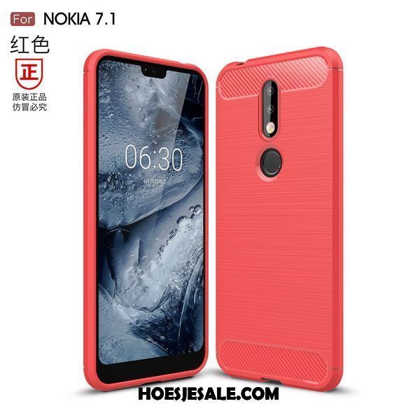 Nokia 7.1 Hoesje Zacht Rood Mobiele Telefoon Hoes Anti-fall Kopen