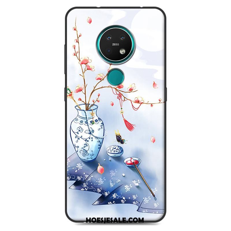 Nokia 7.2 Hoesje Blauw Siliconen Eenvoudige Kunst Zacht Korting