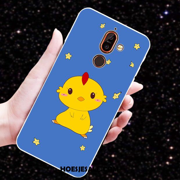 Nokia 7 Plus Hoesje Blauw Mooie Pas Patroon Kat Winkel