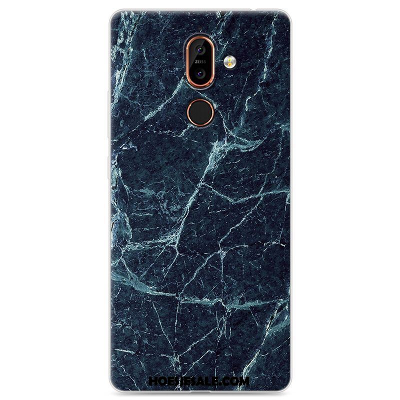 Nokia 7 Plus Hoesje Persoonlijk Hout Bescherming Blauw Scheppend Sale