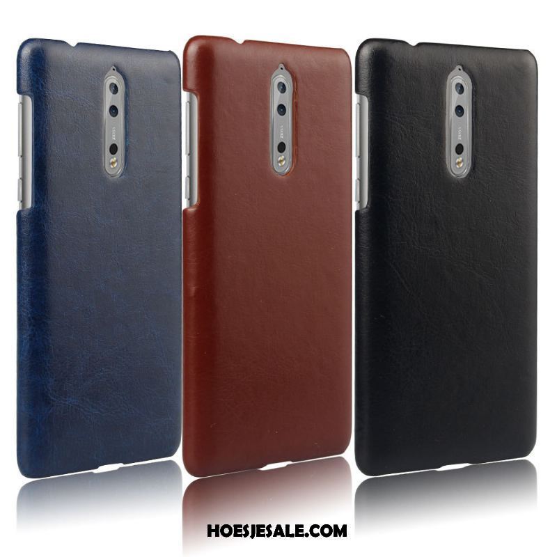 Nokia 8 Hoesje Leren Etui Kwaliteit Leer Vintage Bescherming Sale