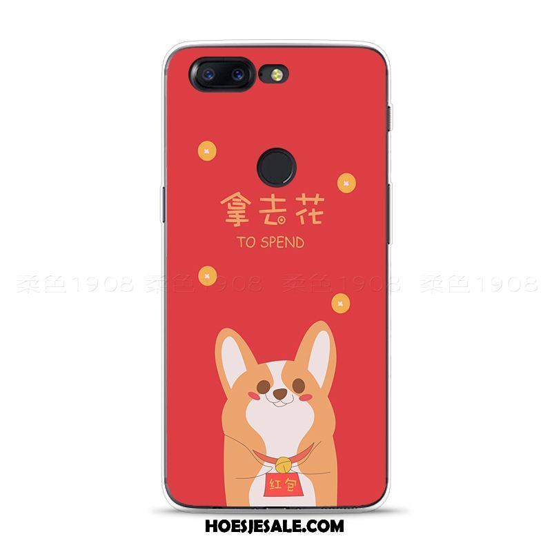 Oneplus 5t Hoesje Vreugdevol Hond Rood Chinese Stijl Zacht Goedkoop