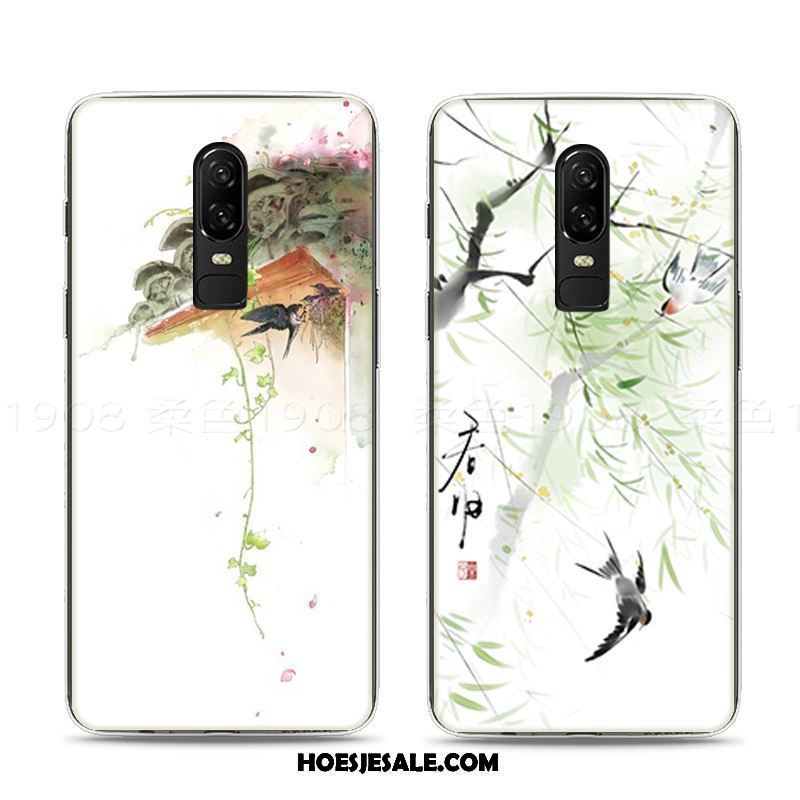 Oneplus 6 Hoesje Vers Kunst Groen Reliëf Zacht