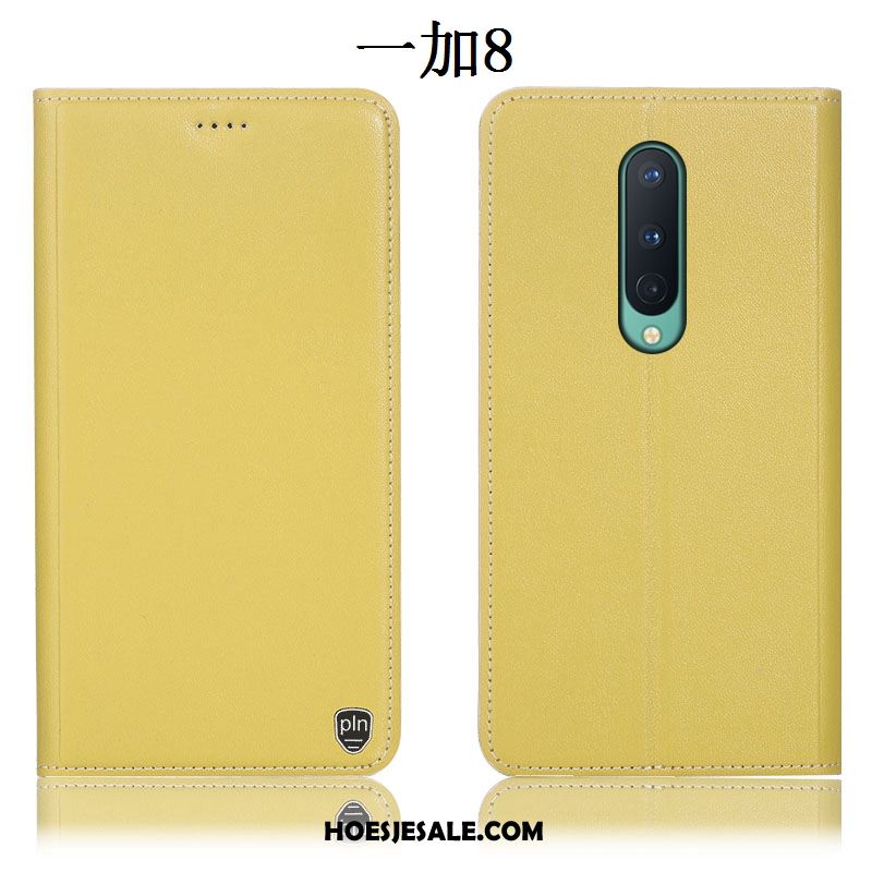 Oneplus 8 Hoesje Geel Folio Anti-fall Hoes Leren Etui Sale