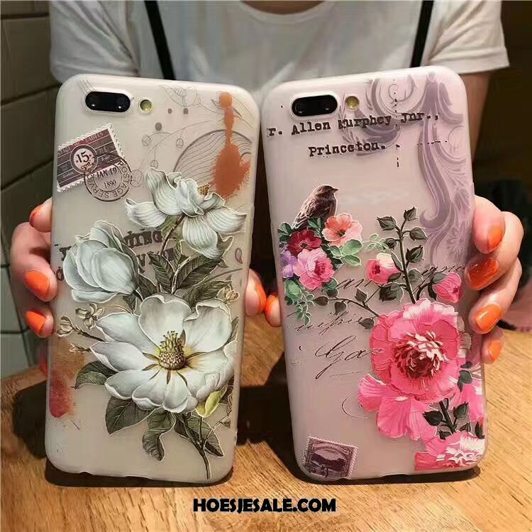 Oppo A3s Hoesje Mobiele Telefoon Trend Reliëf Bloemen Zacht Aanbiedingen