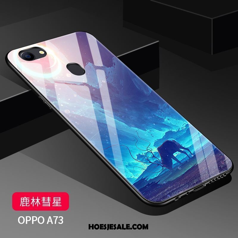 Oppo A73 Hoesje Doorzichtig Bescherming Blauw Scheppend Siliconen Winkel