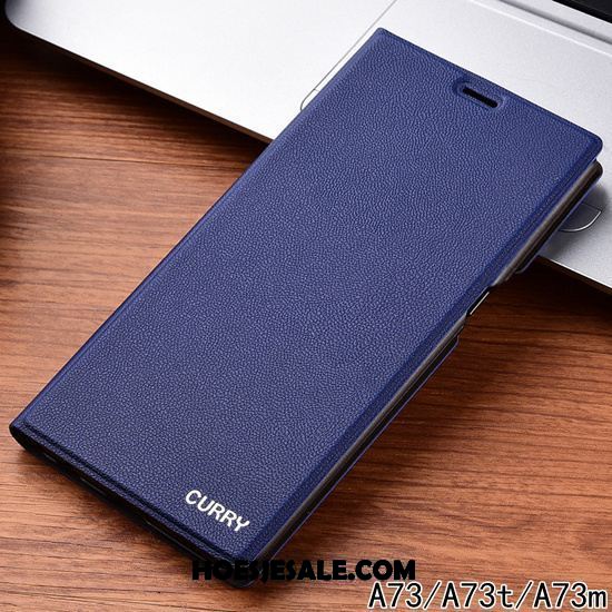 Oppo A73 Hoesje Hard Donkerblauw Schrobben Scheppend Clamshell Goedkoop