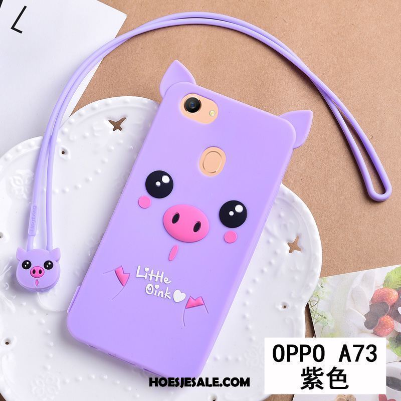 Oppo A73 Hoesje Hoes Spotprent Mooie Bescherming Purper Sale