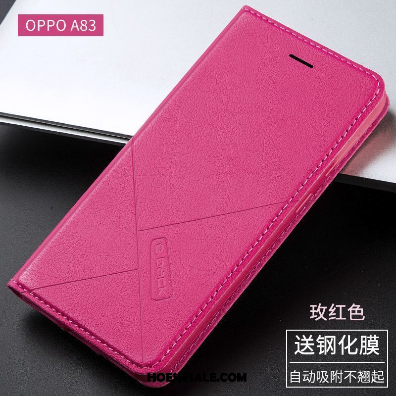 Oppo A83 Hoesje Leren Etui Hoes Rood Mobiele Telefoon Anti-fall Online