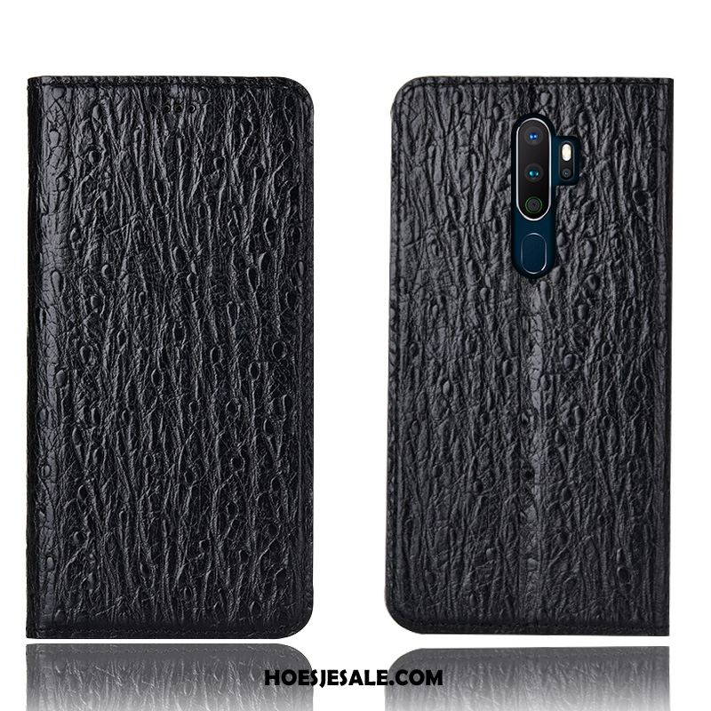 Oppo A9 2020 Hoesje Zwart Hoes Patroon Mobiele Telefoon Folio