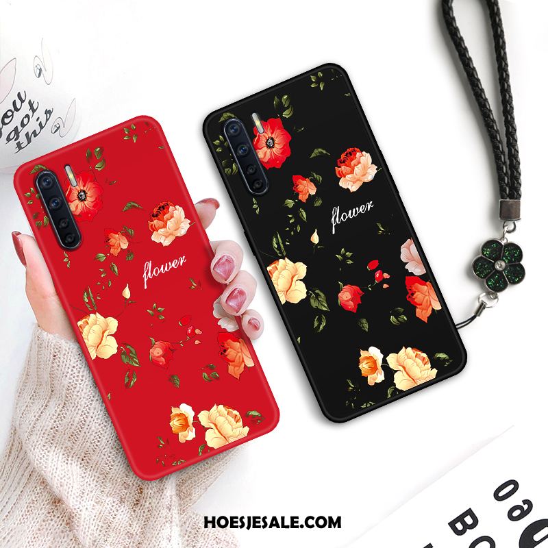 Oppo A91 Hoesje Net Red Anti-fall Rood Bloemen Chinese Stijl Goedkoop