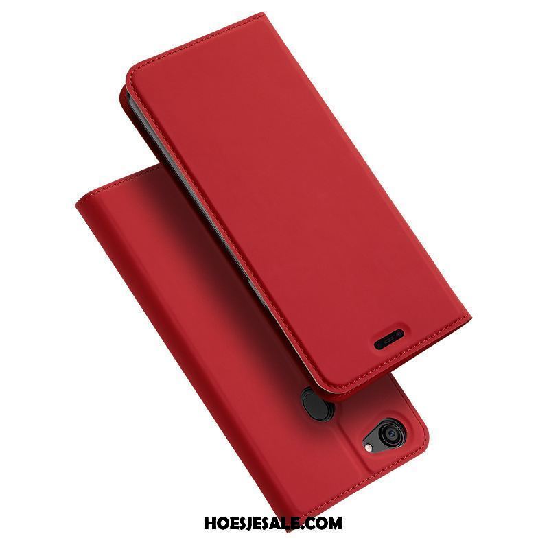 Oppo F7 Hoesje Kaart Leren Etui Mobiele Telefoon Bescherming Rood Korting