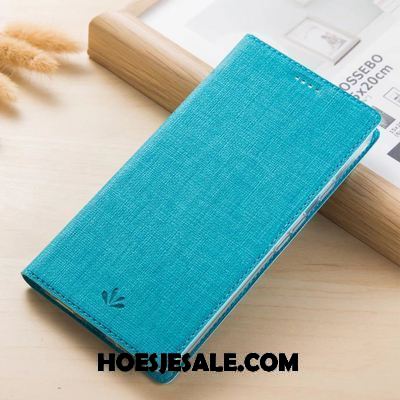 Oppo F7 Youth Hoesje Mobiele Telefoon Blauw Kaart Leren Etui Doek Winkel