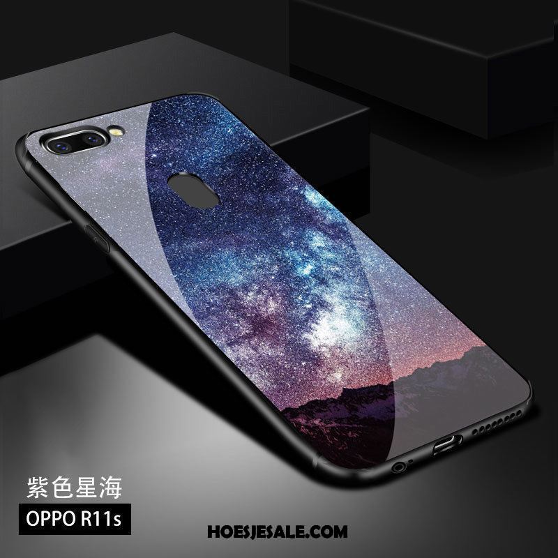 Oppo R11s Hoesje Nieuw Donkerblauw Anti-fall Glas Bescherming Kopen