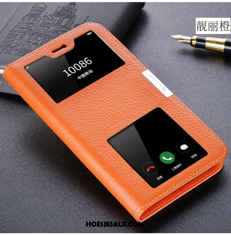 Oppo R15 Hoesje Hoes Mobiele Telefoon Folio Leren Etui Oranje Sale