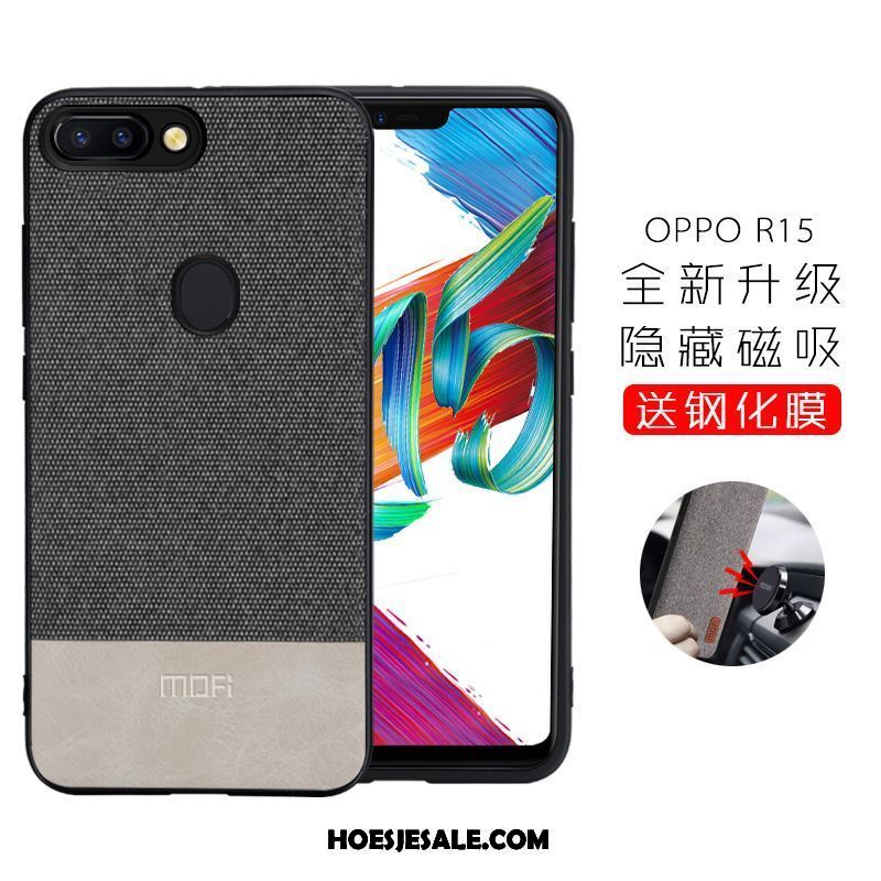 Oppo R15 Hoesje Hoes Ster Trendy Merk Zwart Doek Sale