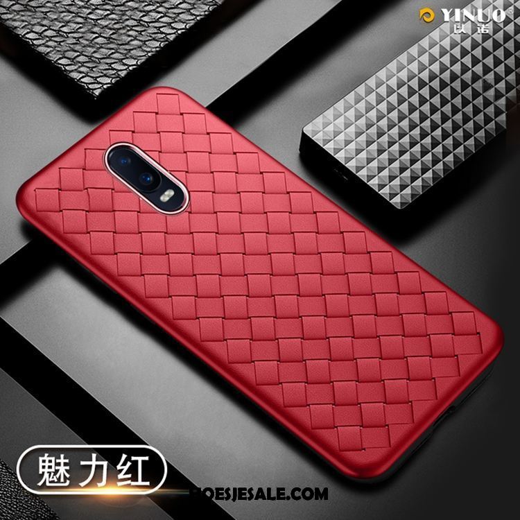 Oppo R17 Hoesje Kunstleer Mode Rood Trend Bedrijf Sale